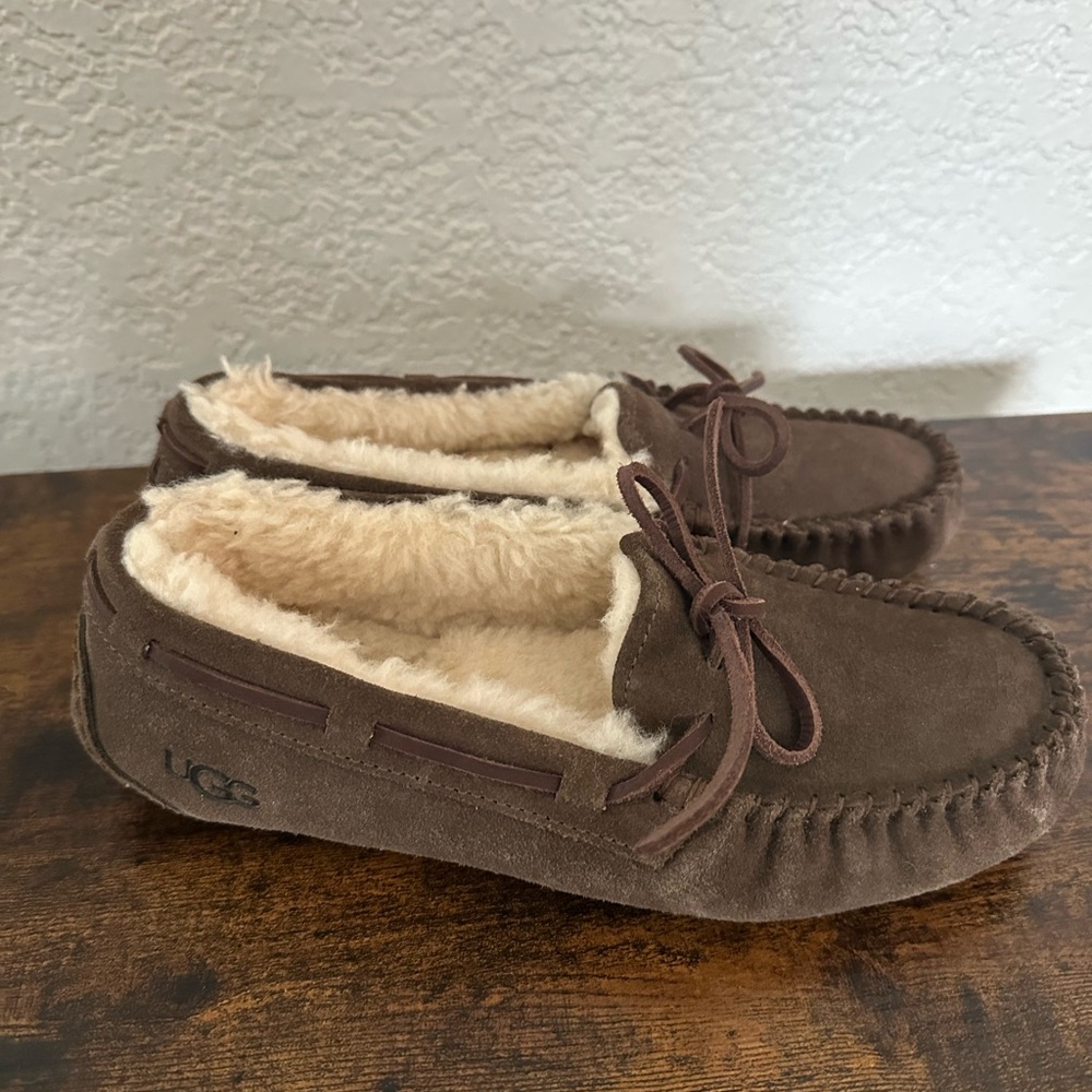 UGG Chocolate Suede Moccasin Slippers